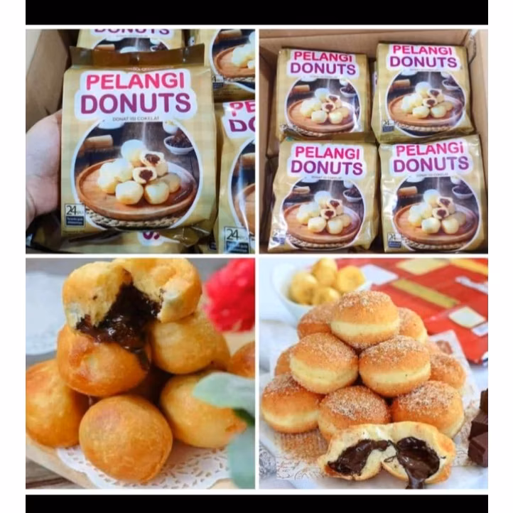 Donat pelangi mini isi coklat