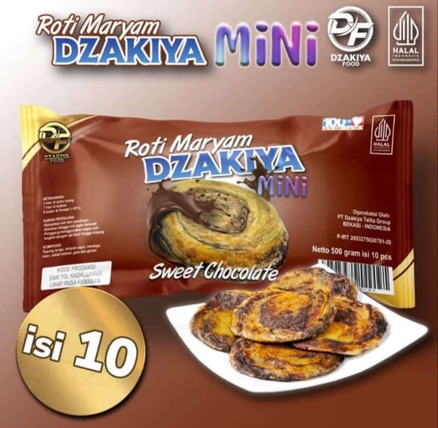 Roti maryam dzakiya mini coklat isi 10